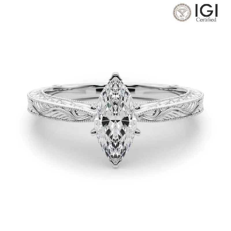 Women's engagement rings faint-platinum-Victoria Marquise Lab Grown Diamond Solitaire Engagement Ring IGI Certified