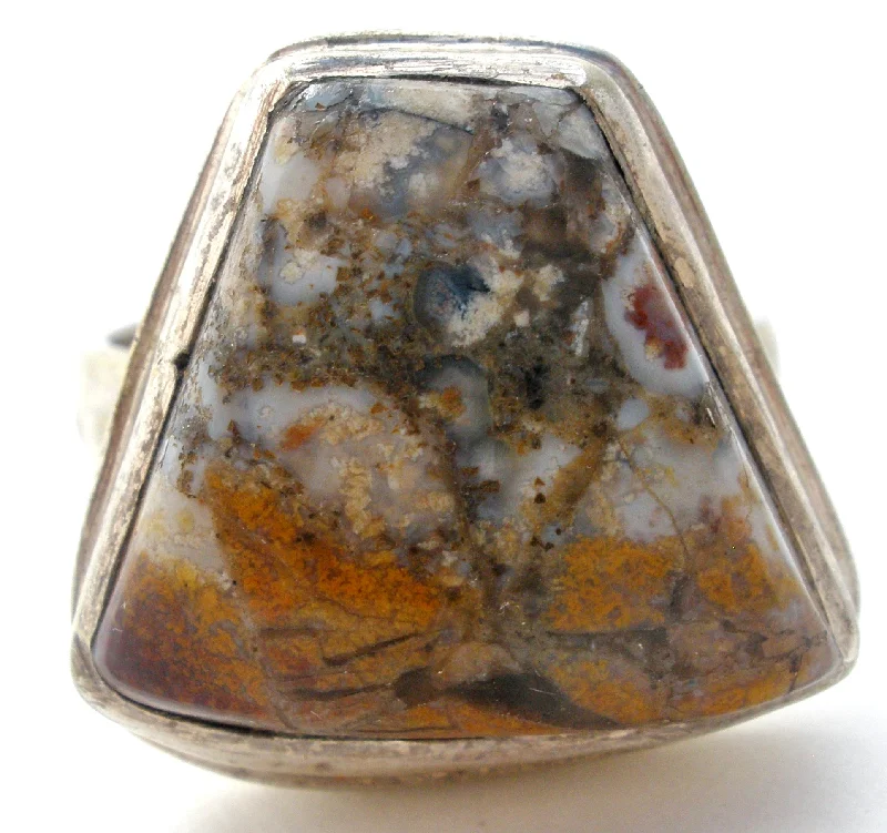 Women's rings glowing-stone-Vintage Moss Agate Ring Size 9