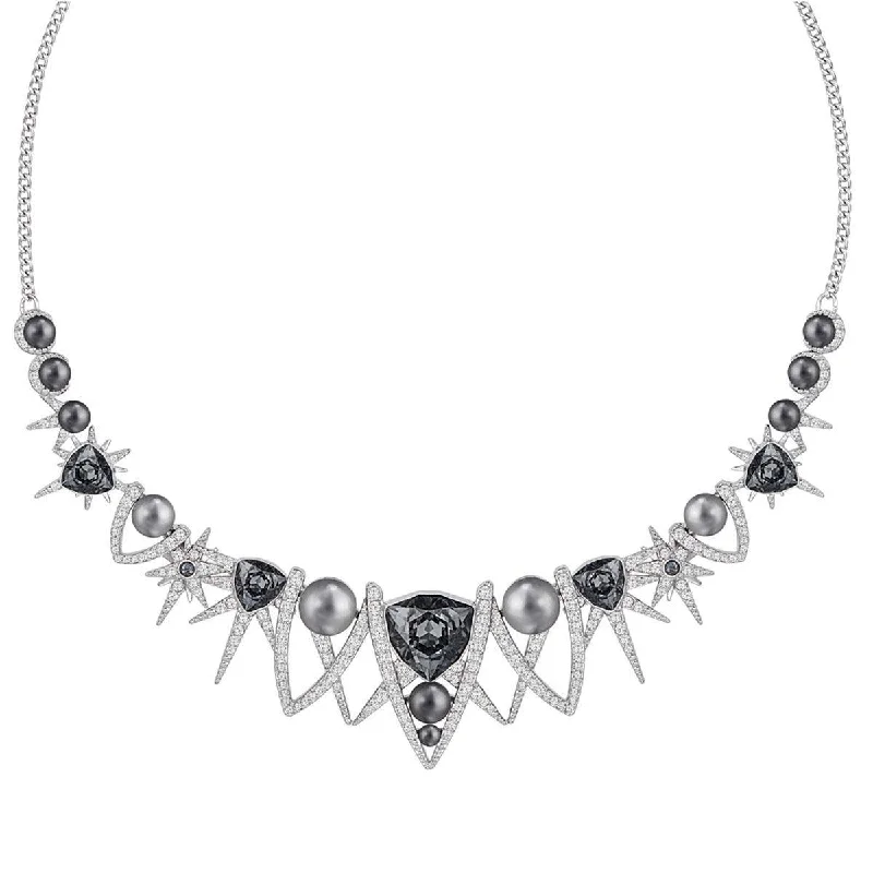 Women's necklaces gala-stone-Swarovski Women's Necklace - Fantastic Rhodium-Plated Grey & Clear Crystal | 5216630