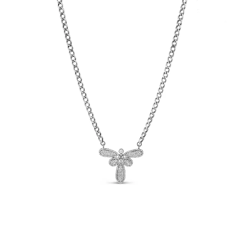 Women's necklaces radiant-carve-All Diamond Dragonfly Pendant Necklace -18"  N0003005