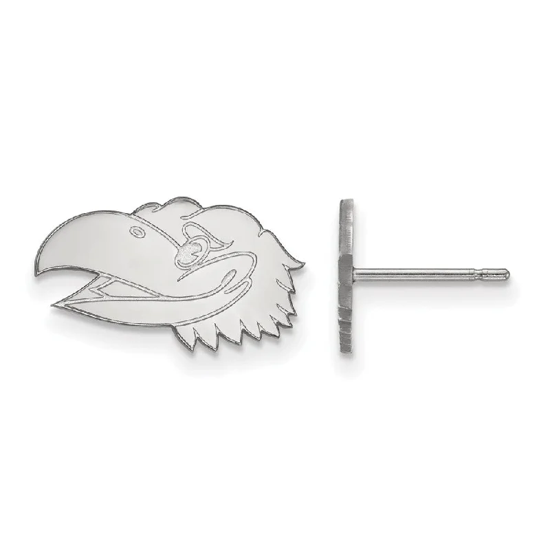 Women's earrings tiny-silver-14k White Gold University of Kansas XS Mascot Head Post Earrings