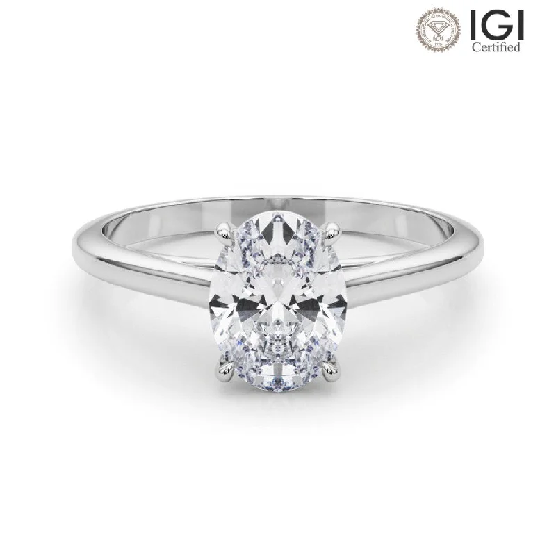 Women's engagement rings delicate-gemstone-Amelia Oval Lab Grown Diamond Solitaire Engagement Ring IGI Certified