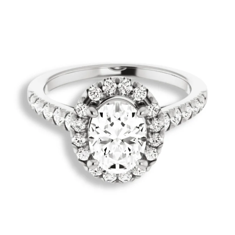 Women's engagement rings pear-cut-Oval Cut Diamond Halo Engagement Ring