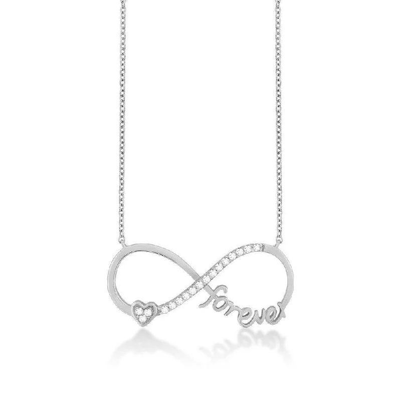 Women's necklaces coral-glow-Sterling Silver Heart "Forever" Infinity CZ Necklace