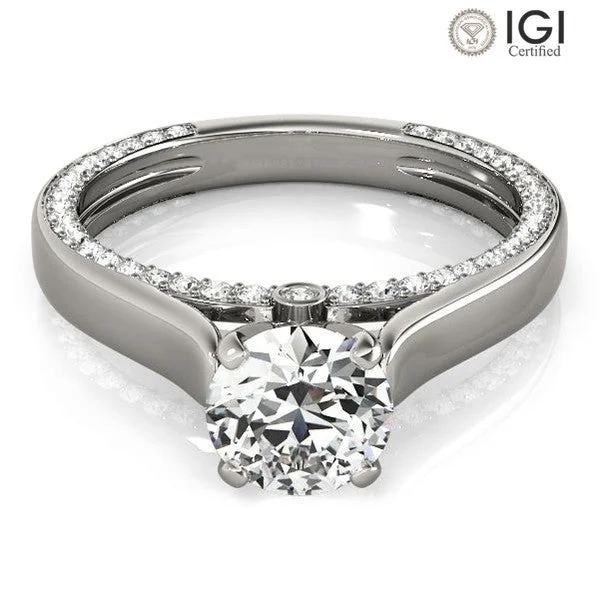 Women's engagement rings intricate-filigree-Estella Round Lab Grown Diamond Solitaire Engagement Ring IGI Certified