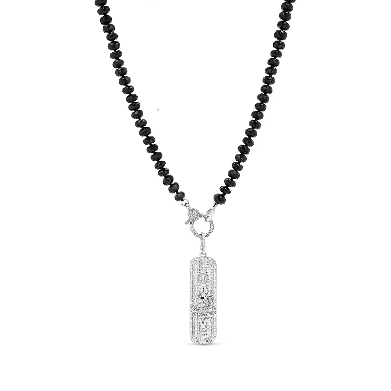 Women's necklaces everlasting-shine-Pave Love Buddha Pendant on Spinel Knotted Necklace - 36"  N0003162