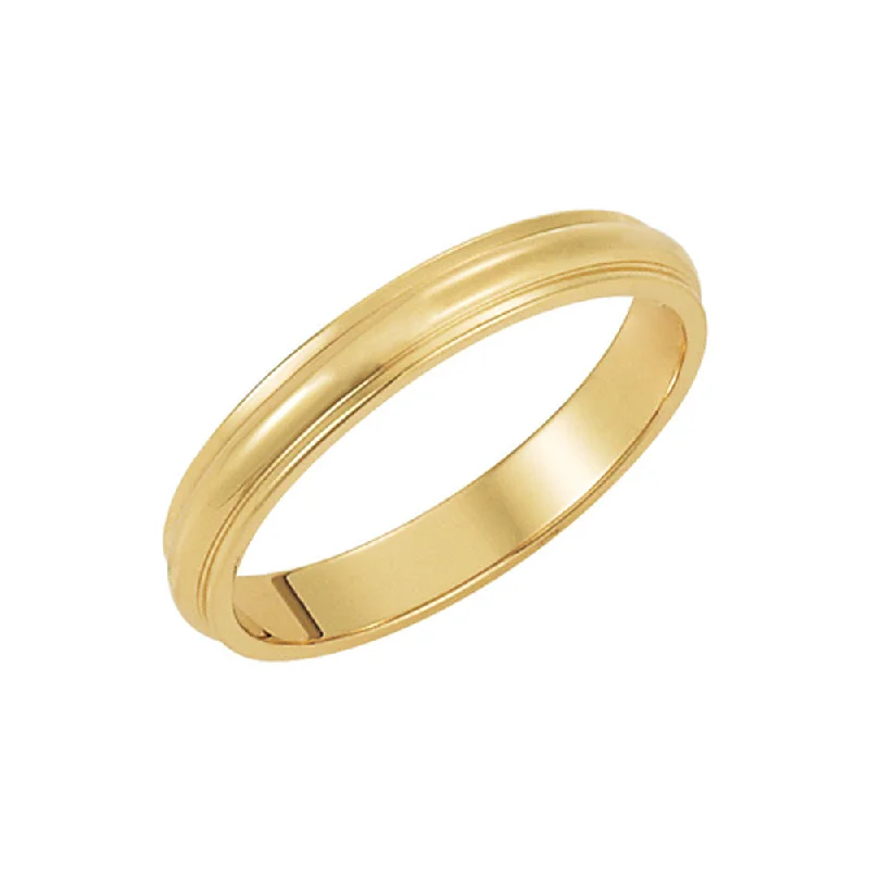 Women's rings bold-peach-3mm Half Round Ridged Edge Band in 14k Yellow Gold