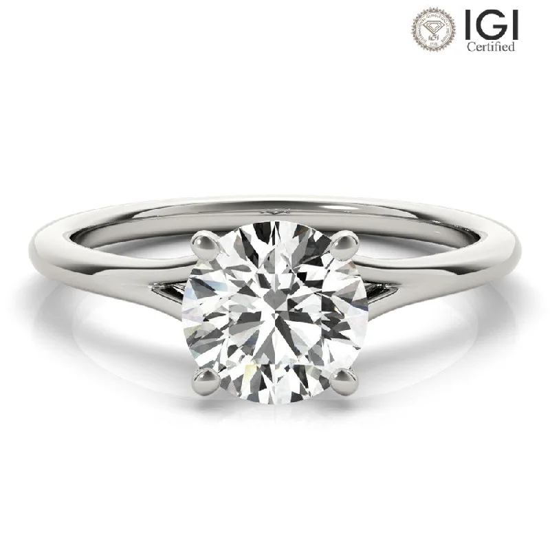 Women's engagement rings sculpted-chic-Aria Round  Lab Grown Diamond Solitaire Engagement Ring IGI Certified