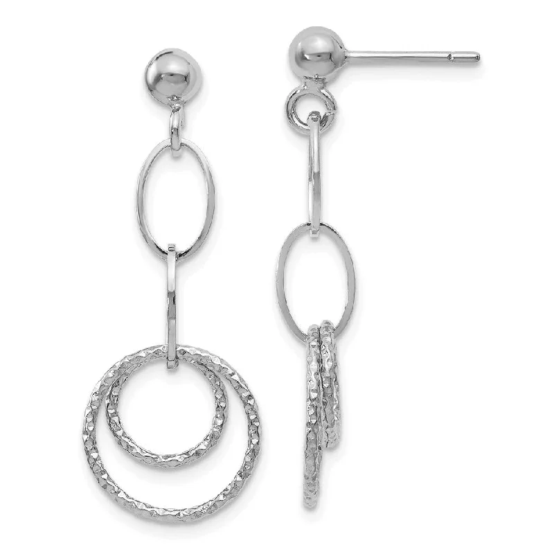 Women's earrings sleek-drop-Small Geometric Post Dangle Earrings in 14k White Gold