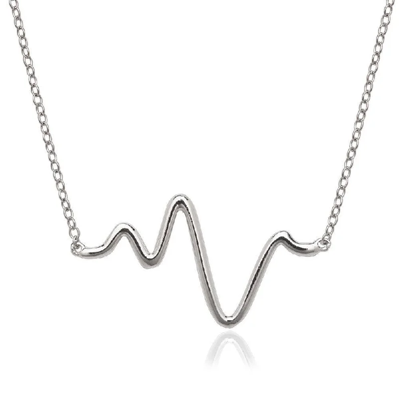 Women's necklaces delicate-stone-Sterling Silver Rounded Heartbeat Necklace