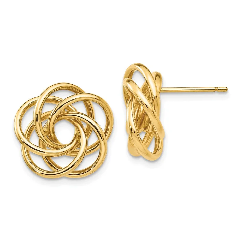 Women's earrings refined-drop-15mm Polished Love Knot Earrings in 14k Yellow Gold