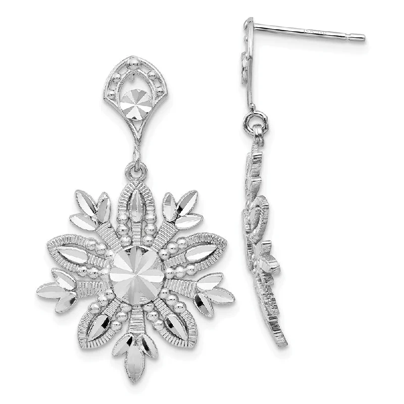 Women's earrings delicate-hoop-14k White Gold Snowflake Dangle Earrings