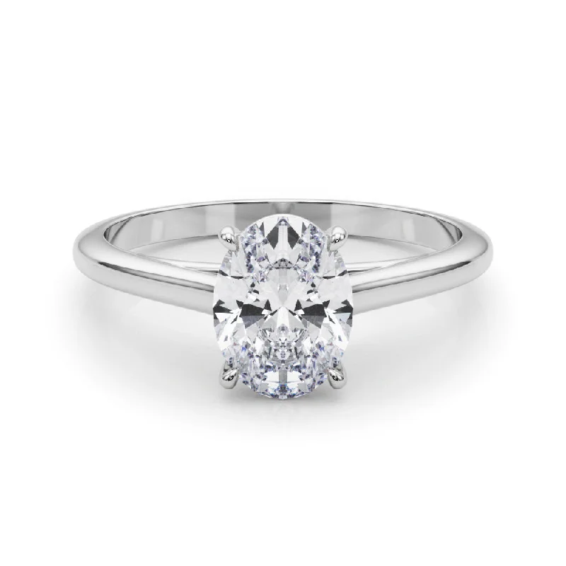 Women's engagement rings floral-setting-Amelia Oval Diamond Solitaire Engagement Ring