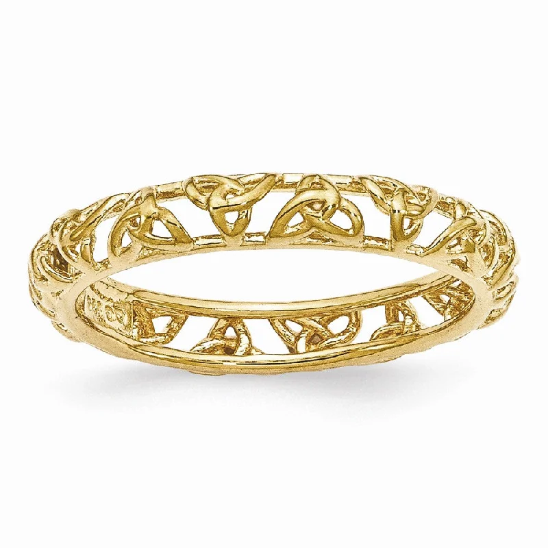 Women's rings radiant-crystal-Gold Tone Plated Sterling Silver Stackable 3.5mm Celtic Knot Band