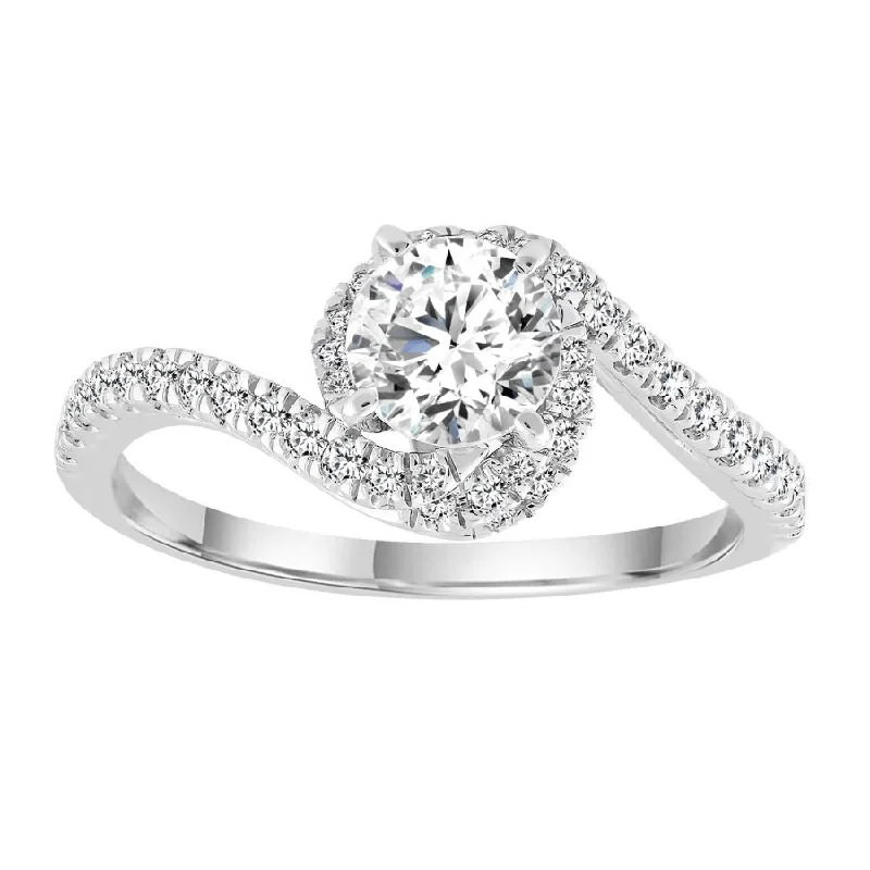 Women's engagement rings radiant-carve-LADIES ENGAGEMENT RING SEMI MOUNT 0.33CT ROUND DIAMOND 14K WHITE GOLD (CENTER STONE 1.00CT ROUND DIAMOND)