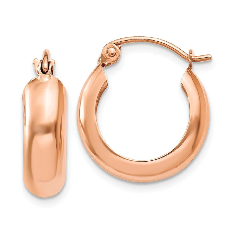 Women's earrings delicate-gold-4.75mm x 15mm 14k Rose Gold Half Round Open Back Hoop Earrings