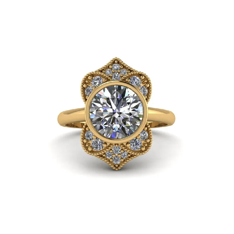 Women's engagement rings twinkling-stone-Diamond Bezel Vintage-Inspired Engagement Ring - Olive No. 1