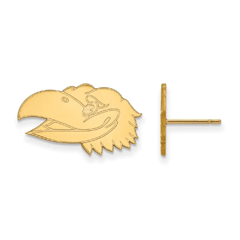 Women's earrings micro-stud-14k Yellow Gold University of Kansas Small Mascot Head Post Earrings