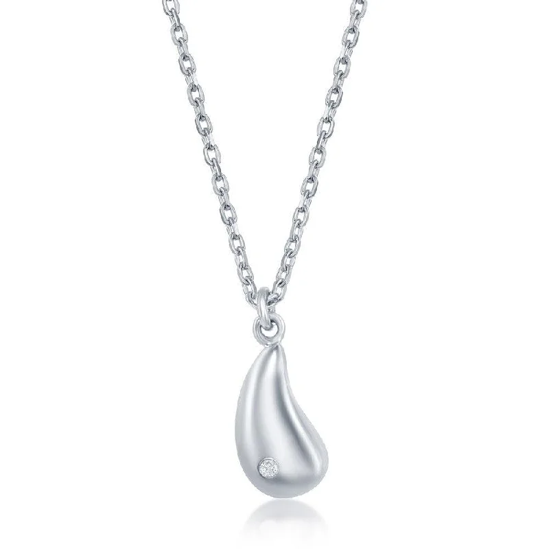 Women's necklaces luxe-stone-Sterling Silver 0.009cttw Teardrop Necklace