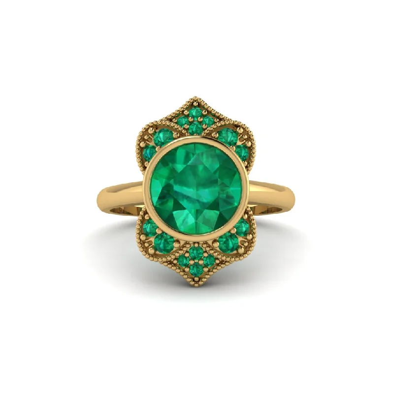 Women's engagement rings sculpted-twist-Emerald Bezel Vintage-Inspired Engagement Ring - Olive No. 19