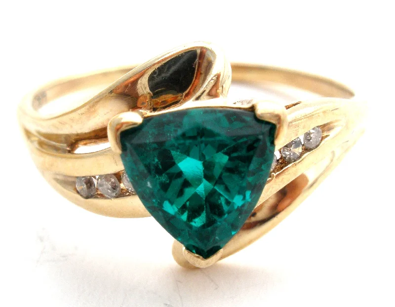 Women's rings event-ready-Emerald & Diamond 10K Gold Ring Size 10