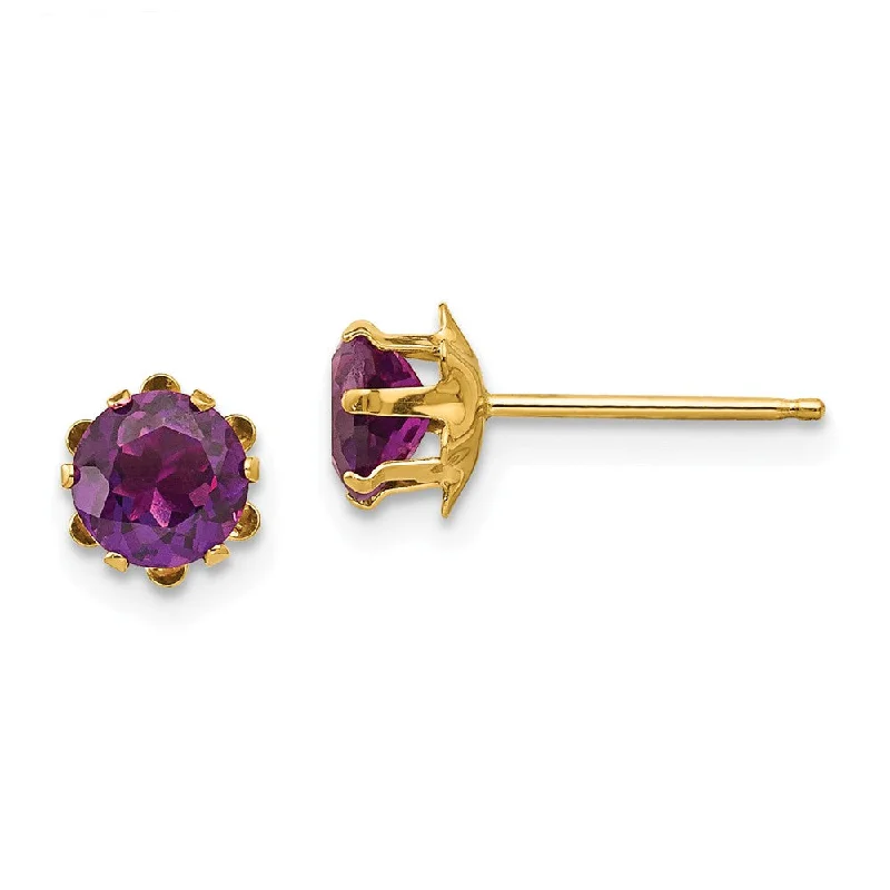 Women's earrings tiny-gold-Kids 5mm Synthetic Alexandrite Birthstone 14k Gold Stud Earrings