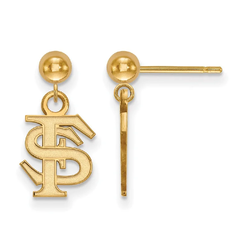 Women's earrings dainty-drop-14k Yellow Gold Florida State University Ball Dangle Earrings