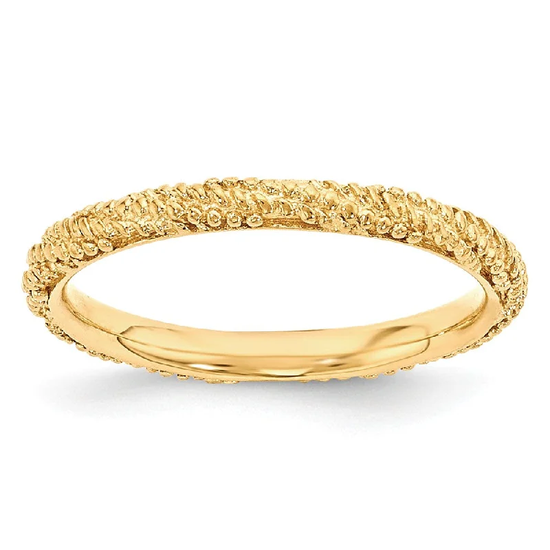 Women's rings oxidized-silver-2.25mm Gold Tone Plated Sterling Silver Stackable Textured Band