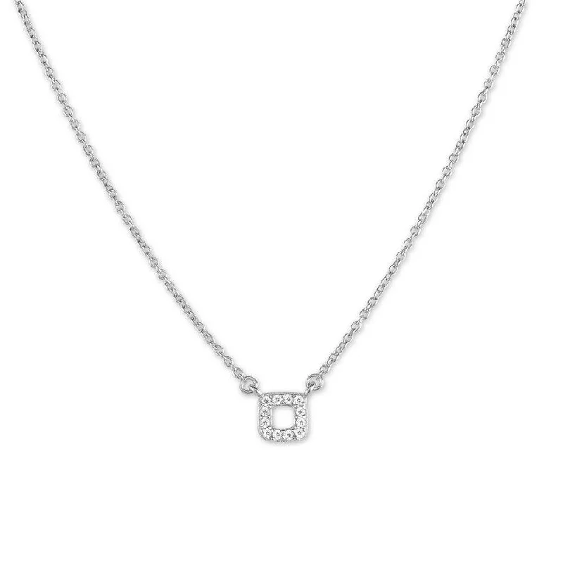 Women's necklaces airy-grace-Sterling Silver Micro Pave Tiny Square Necklace