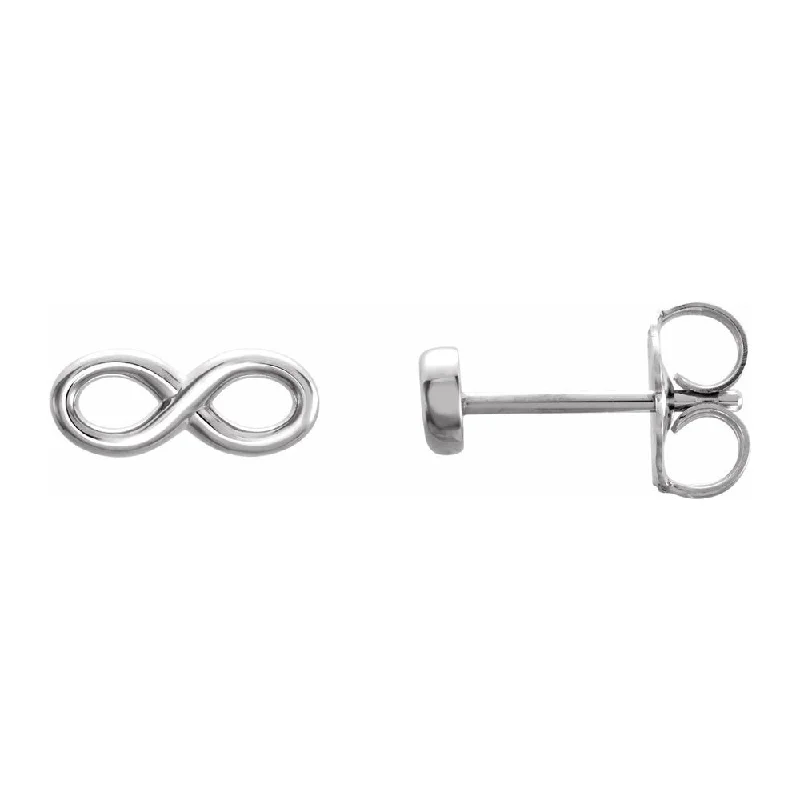 Women's earrings micro-pearl-Platinum Infinity Inspired Post Earrings, 3.5 x 9.0mm