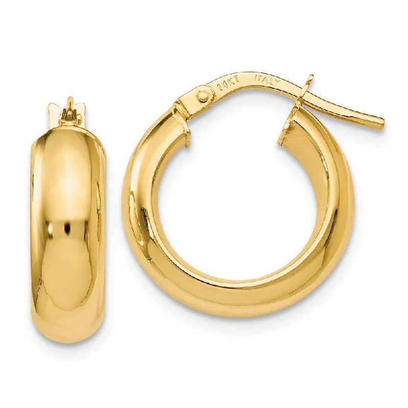 Women's earrings refined-pearl-5mm Polished Round Hoop Earrings in 14k Yellow Gold, 16mm (5/8 Inch)