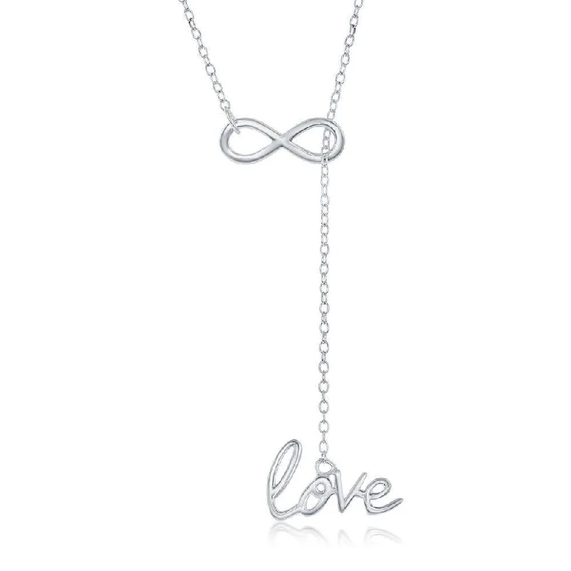 Women's necklaces luminous-charm-Sterling Silver Infinity with Hanging Love Necklace