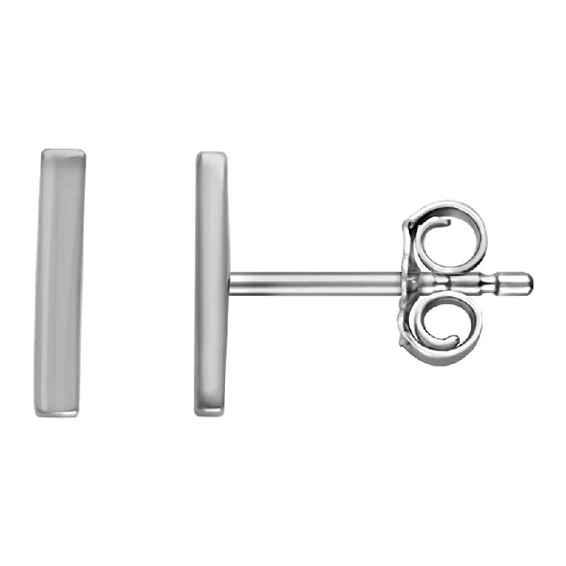 Women's earrings subtle-gem-1.8 x 8.7mm (3/8 Inch) 14k White Gold Small Vertical Bar Earrings