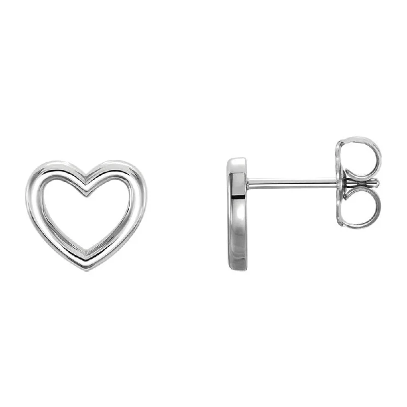 Women's earrings thin-drop-9 x 8mm (3/8 Inch) Polished Sterling Silver Small Heart Post Earrings