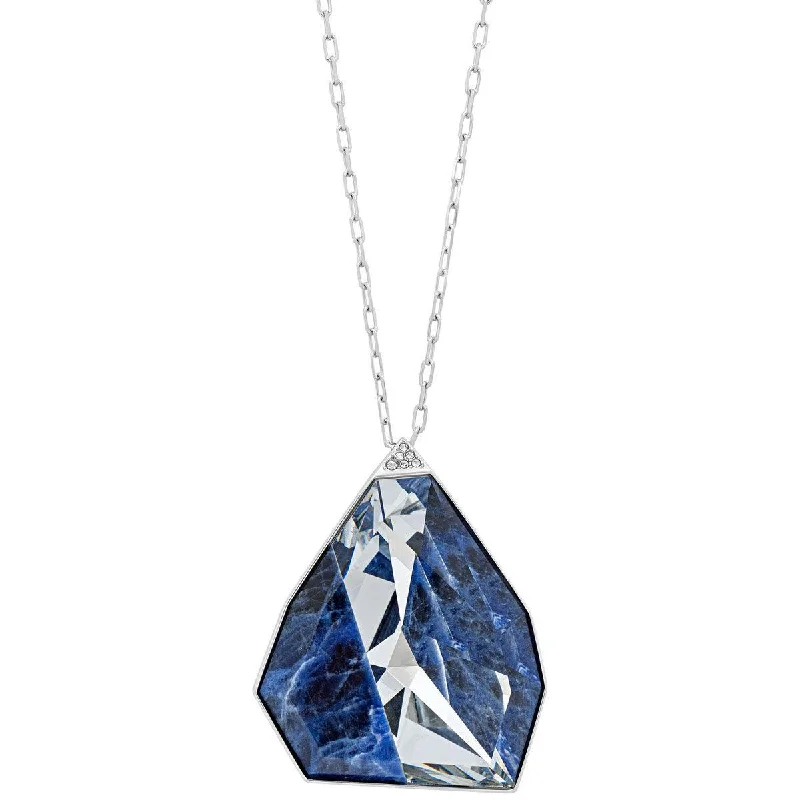 Women's necklaces delicate-platinum-Swarovski Women's Necklace - Architectural Blue Crystal Pendant Silver Tone | 5159053