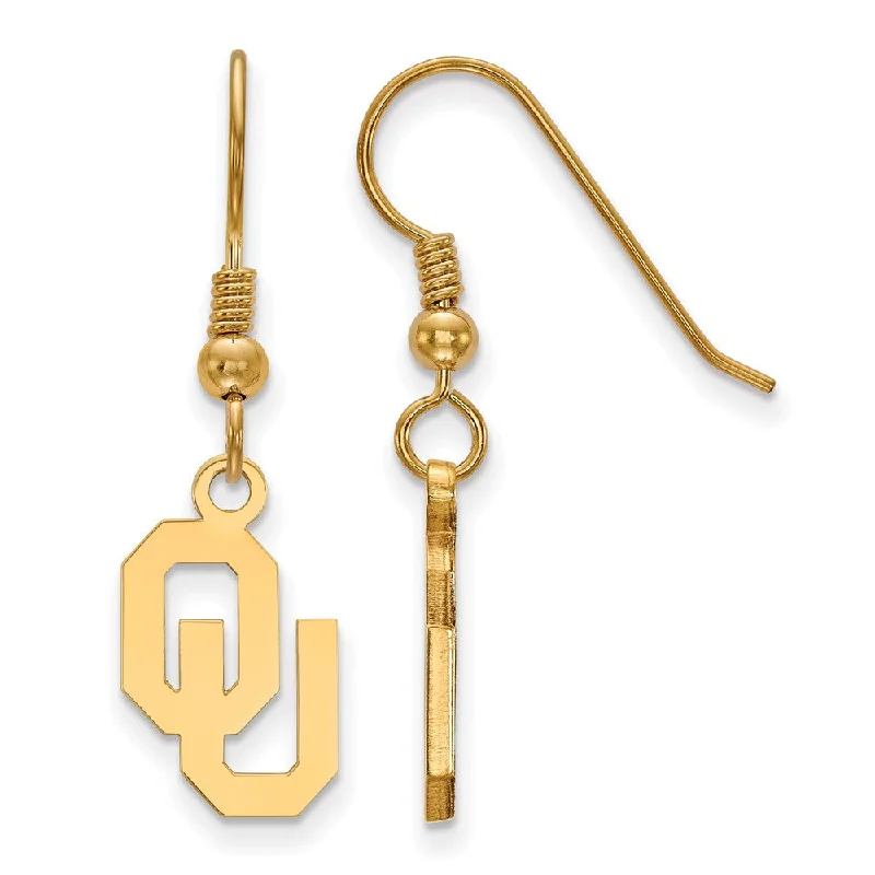 Women's earrings minimal-hoop-14k Gold Plated Silver University of Oklahoma Dangle Earrings