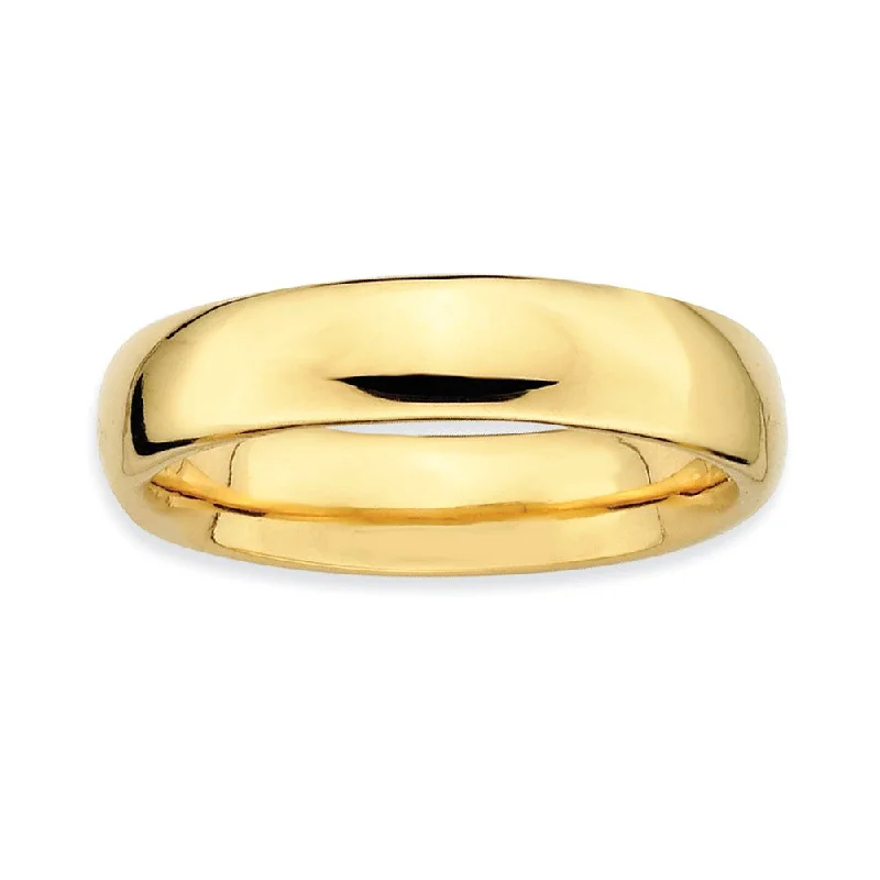 Women's rings faint-gold-14k Yellow Gold Plated Sterling Silver Stackable Polished 4.5mm Band