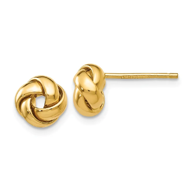 Women's earrings dainty-drop-8mm Polished Love Knot Earrings in 14k Yellow Gold