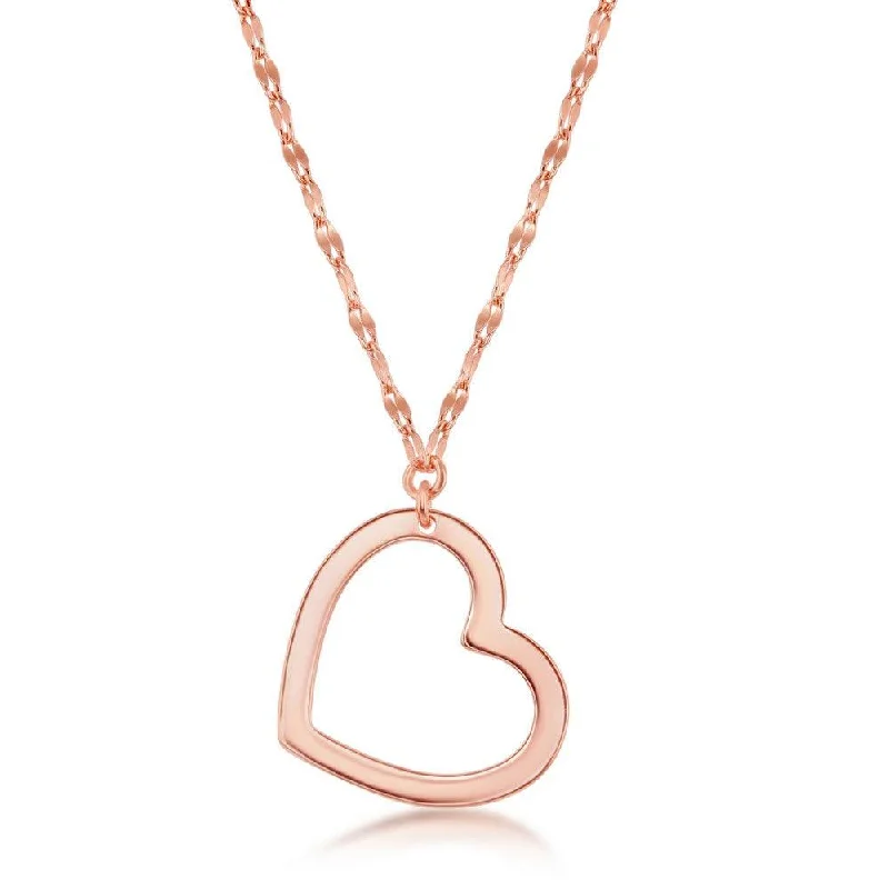 Women's necklaces ethereal-Sterling Silver Rose Gold Plated Open Heart Necklace