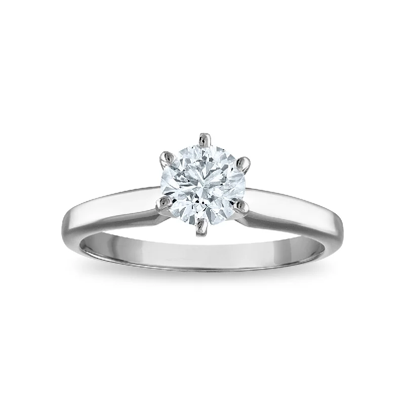 Women's engagement rings festive-sparkle-Signature Certificate EcoLove 1 CTW Round Lab Grown Diamond Solitaire Engagement Ring in 14KT White Gold