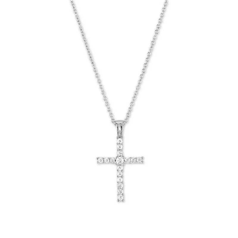 Women's necklaces delicate-gemstone-Sterling Silver Micro Pave Cross Pendant Necklace