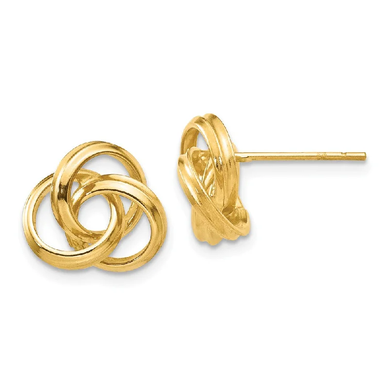 Women's earrings small-bar-10mm Hollow Love Knot Post Earrings in 14k Yellow Gold