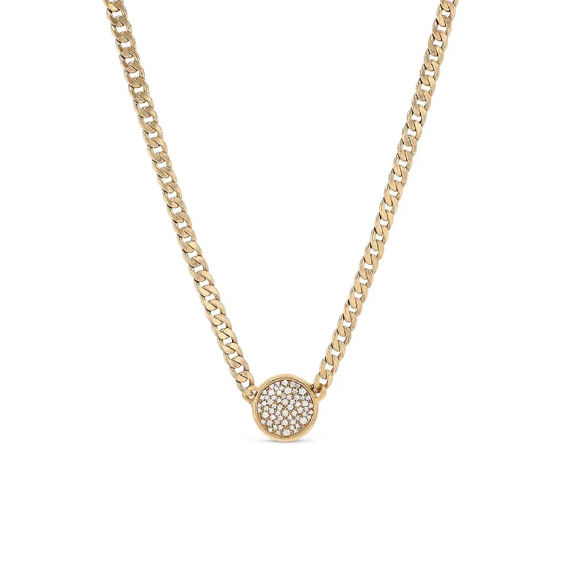 Women's necklaces hand-woven-14k Round Diamond Cobblestone Pendant Necklace - 18"  NG002532