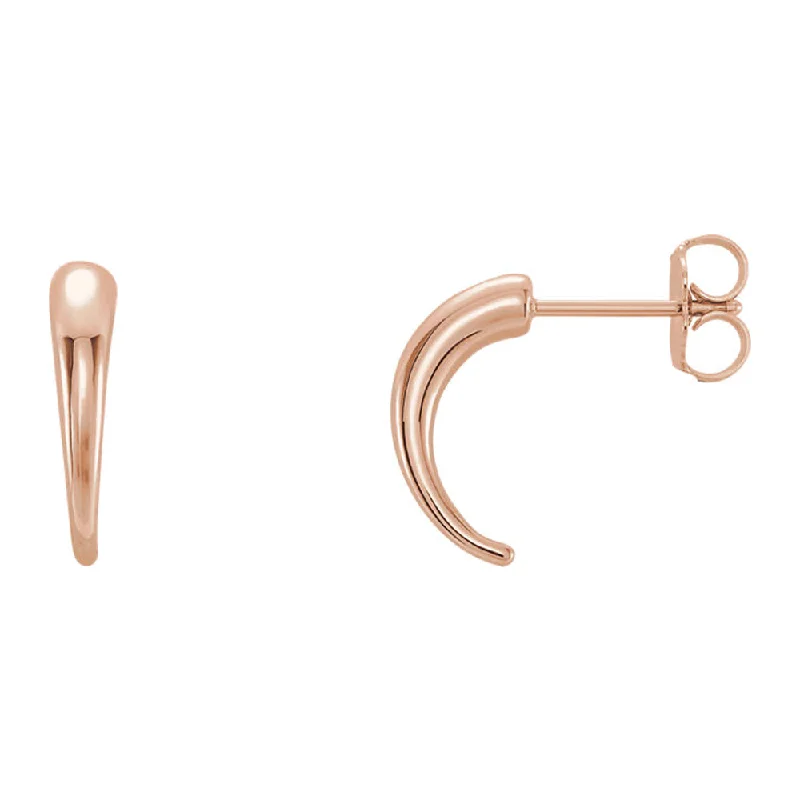 Women's earrings small-hoop-3 x 13mm (1/8 x 1/2 Inch) 14k Rose Gold Small Tapered J-Hoop Earrings