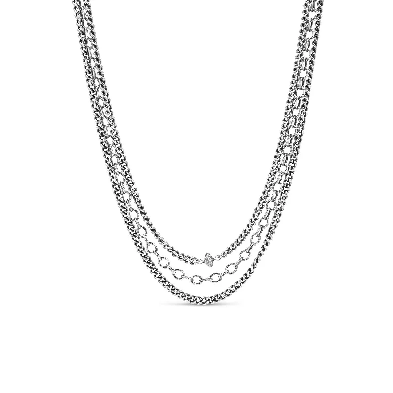 Women's necklaces radiant-charm-Strength, Beauty and Power Triple Layer Chain Necklace