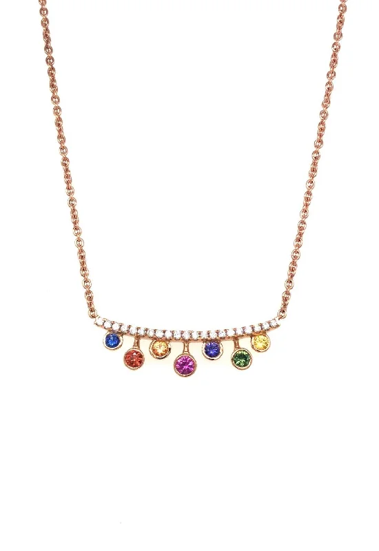 Women's necklaces elegant-token-Mixed Rainbow Sapphire Necklace with Diamonds 255-JSA