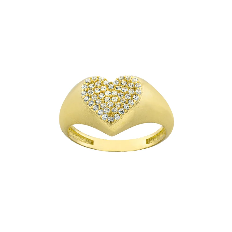 Women's rings ornate-luster-Studded Heart Ring