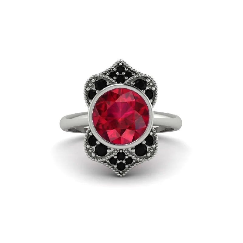 Women's engagement rings timeless-sparkle-Ruby Bezel Vintage-Inspired Engagement Ring - Olive No. 42