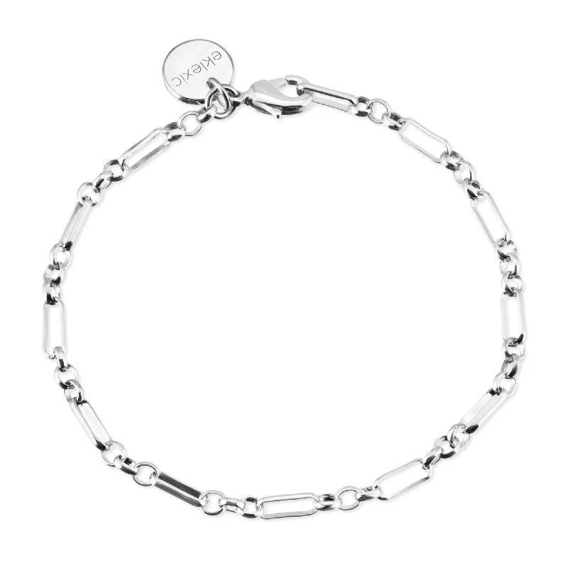 Unisex bracelets hammered-silver-Silver Small Multi Link Chain Bracelet