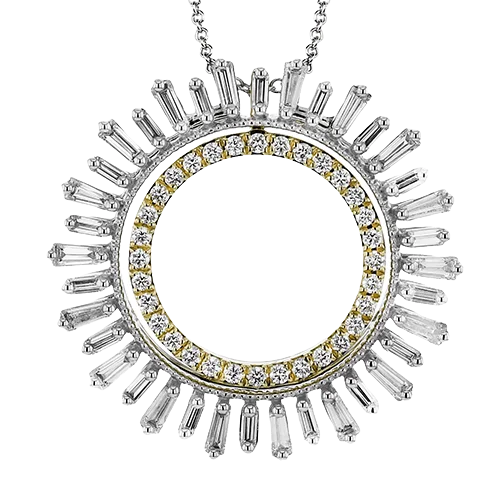 Women's necklaces ornate-charm-Medallion Pendant Necklace in 18k Gold with Diamonds LP4889